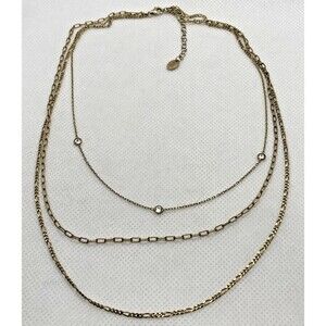 AV Turkey CZ Layered Tiered Chain Necklace Gold Over Sterling 925 Silver 7g 17''